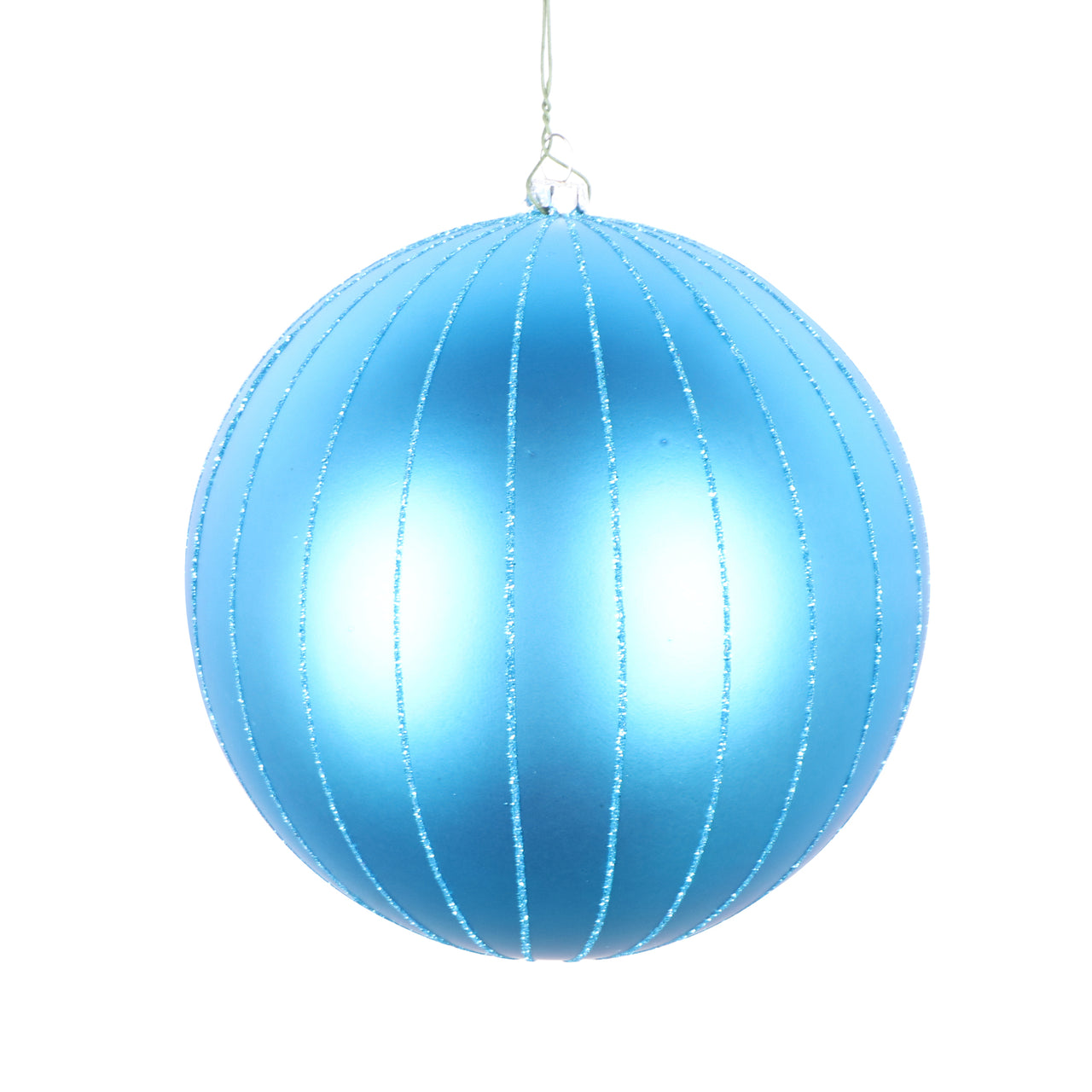 6" Turquoise Matte Glitter Ball Orn