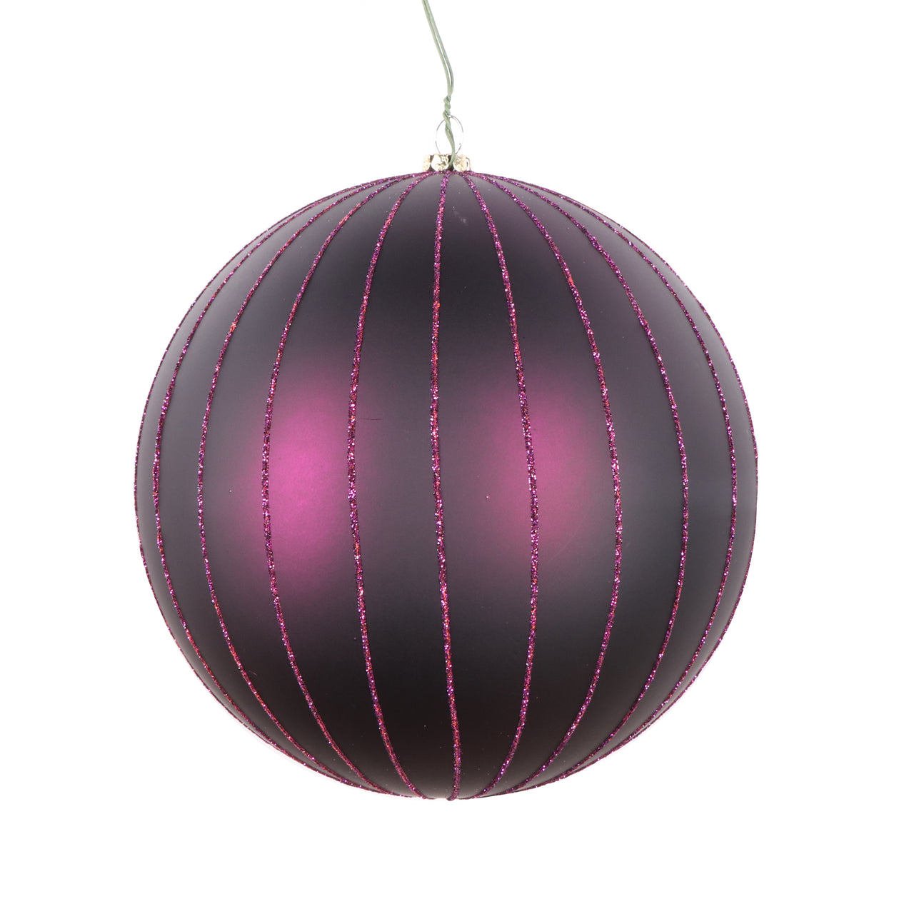 6" Plum Matte Glitter Ball Orn