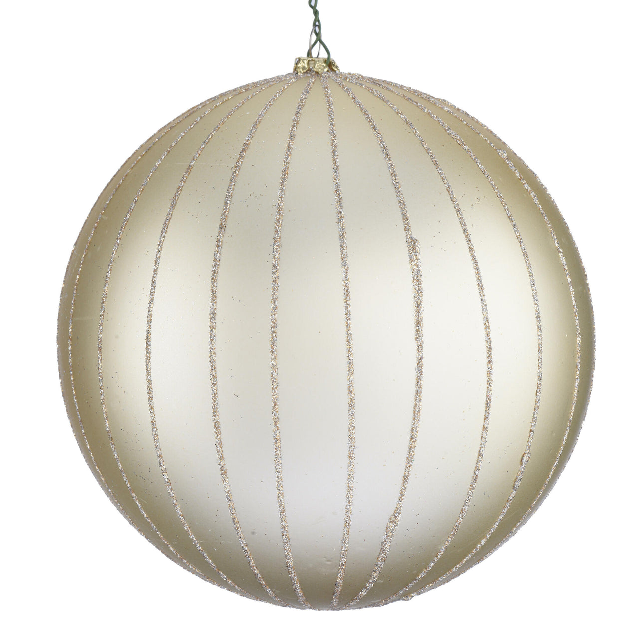 6" Champagne Matte Glitter Ball Orn