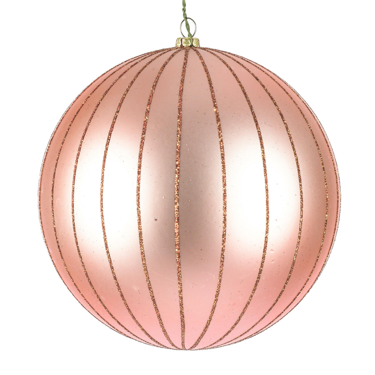 6" Rose Gold Matte Glitter Ball Orn