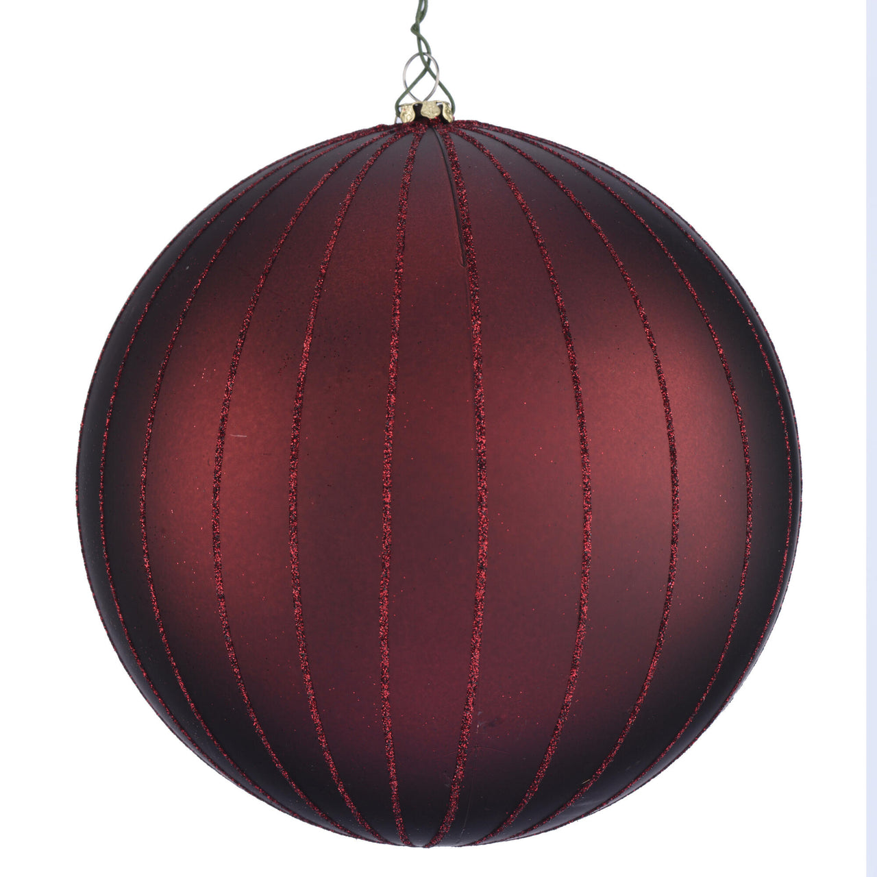 6" Burgundy Matte Glitter Ball Orn