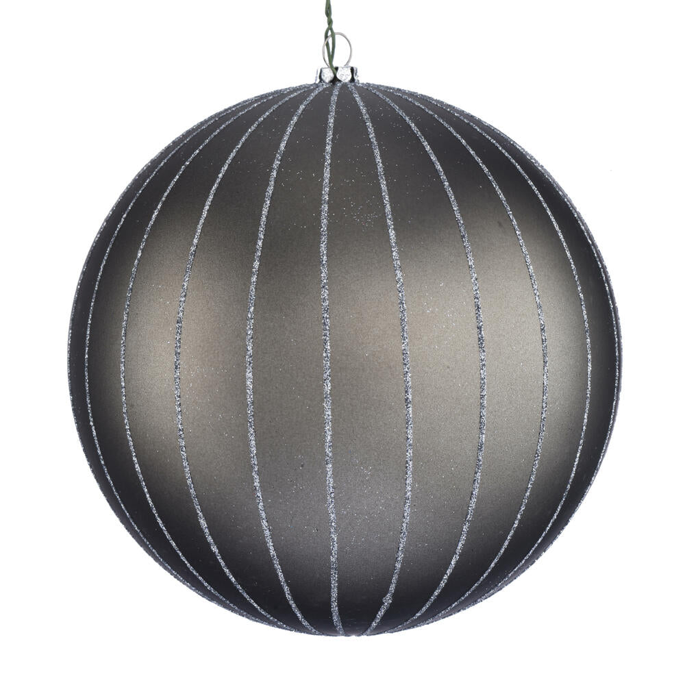 6" Pewter Matte Glitter Ball Orn