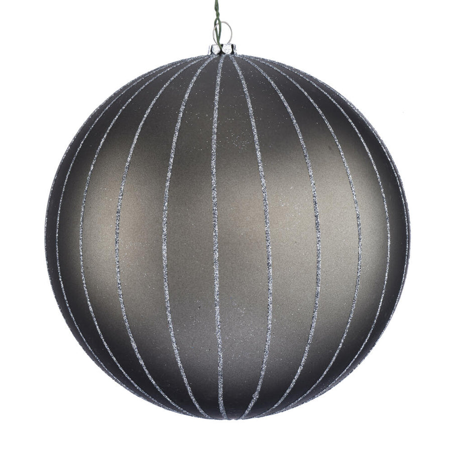 6" Pewter Matte Glitter Ball Orn
