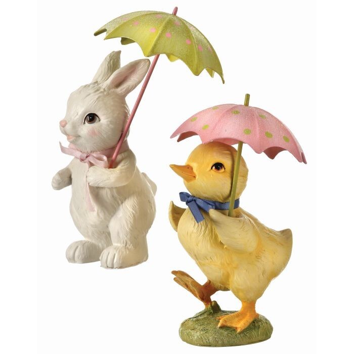 Resin/Met Easter Figure W Umbrella 7" 2As"