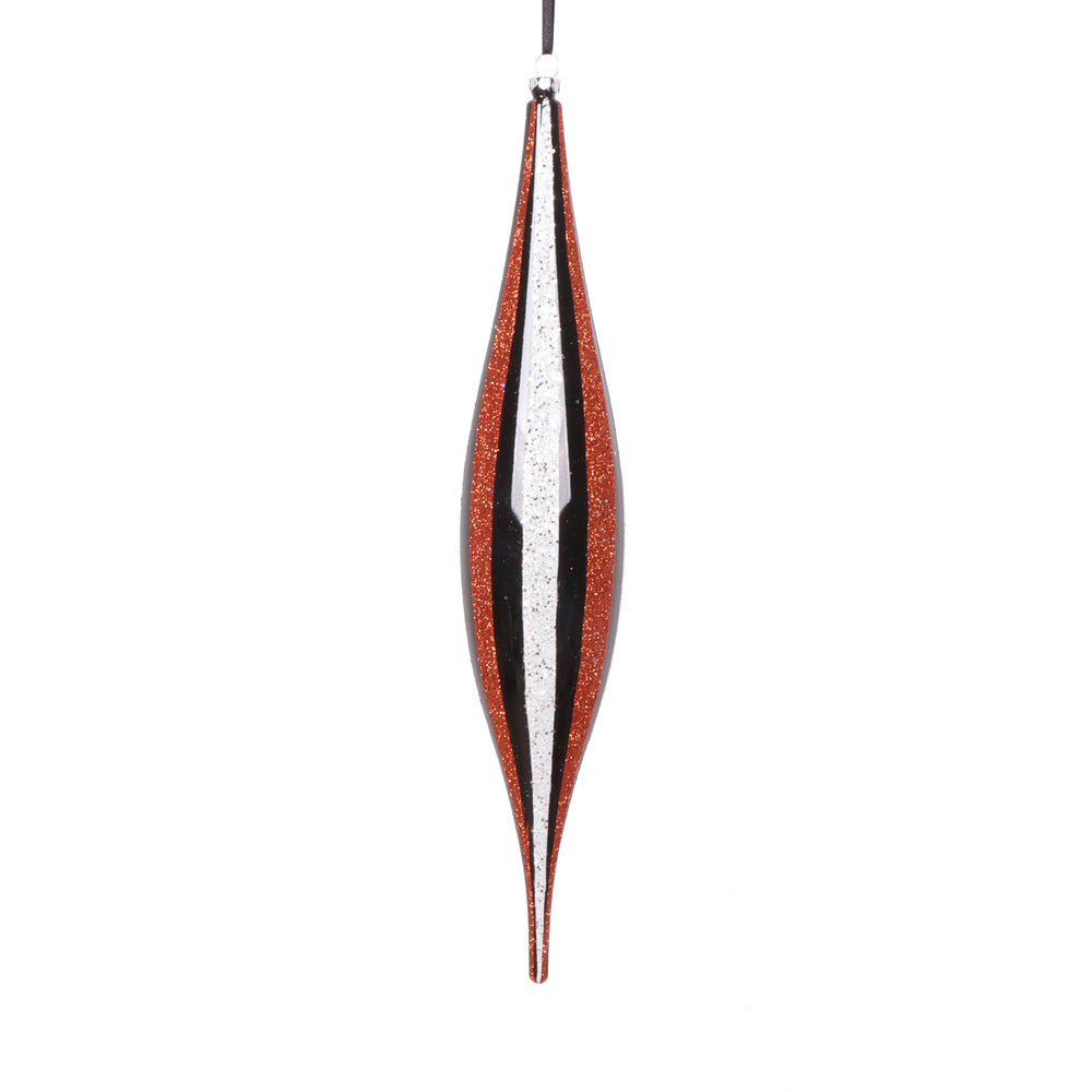 13" Black White Orange Shuttle Orn