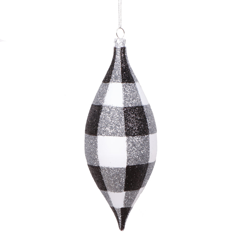 7" White Black Plaid Glitr Shuttle