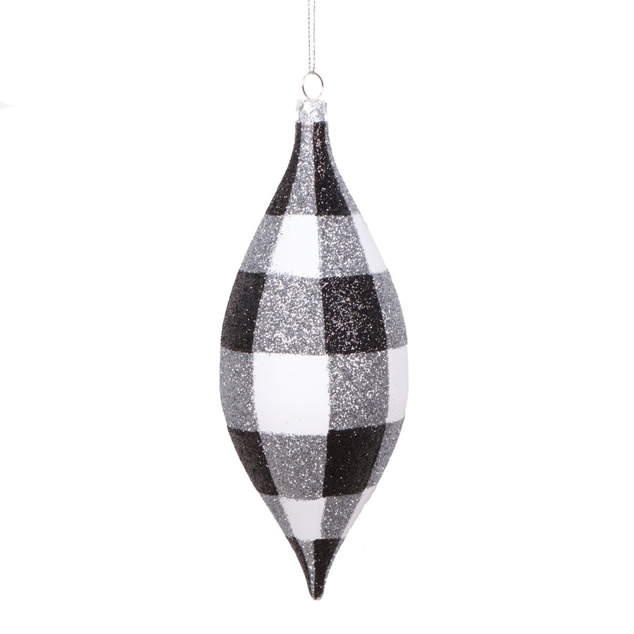7" White Black Plaid Glitr Shuttle