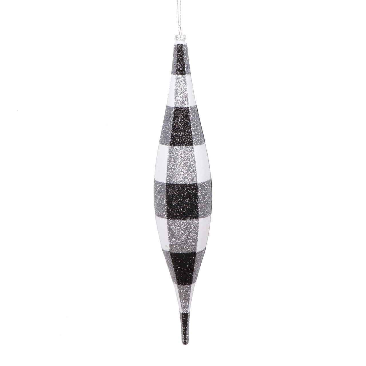 13" White Black Plaid Glitr Shuttle