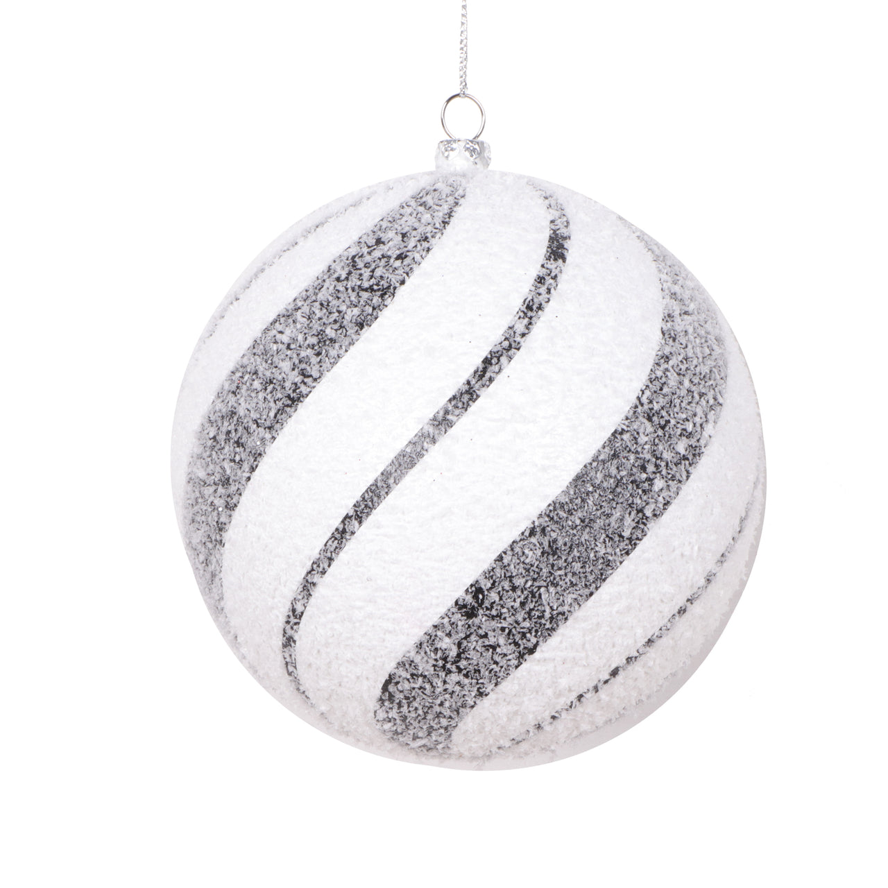 4.7" White Black Swirl Ball