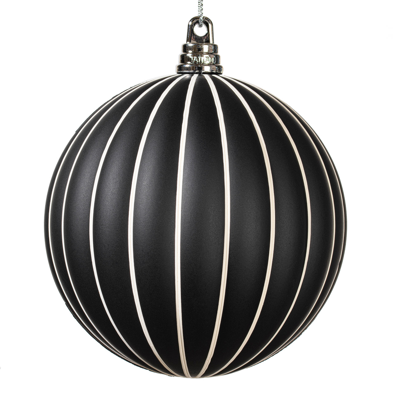 4" White Black Matte Ball Ornament