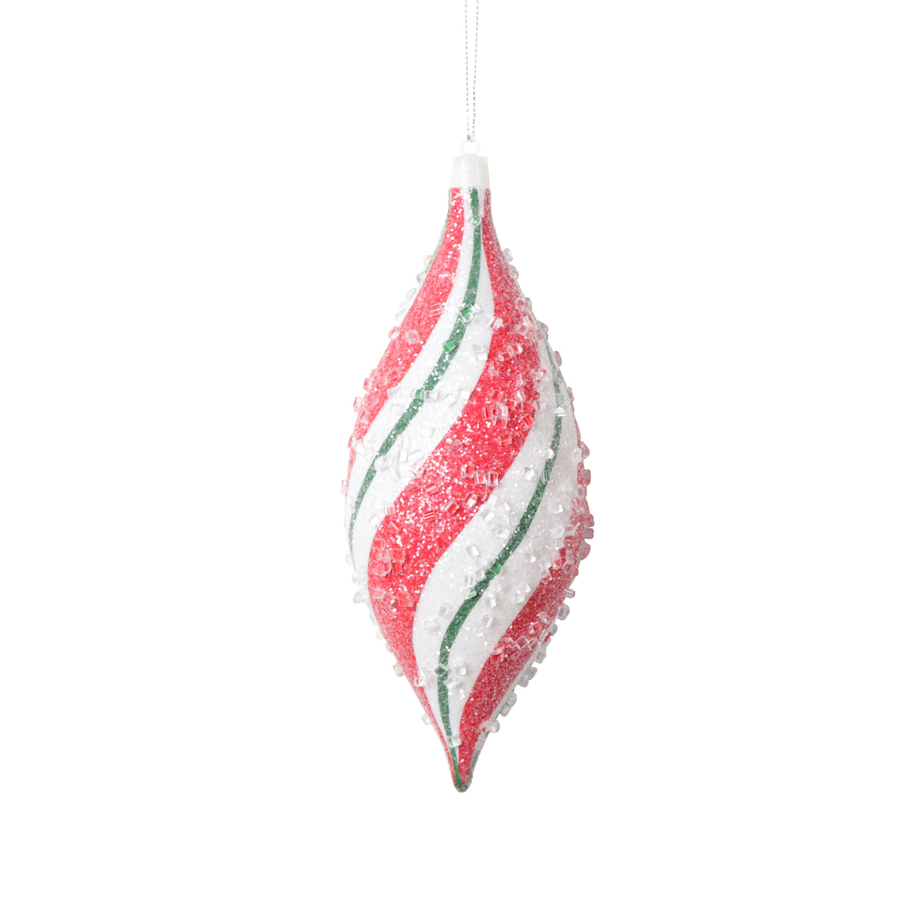 7" Red Green Swirl Shuttle Orn