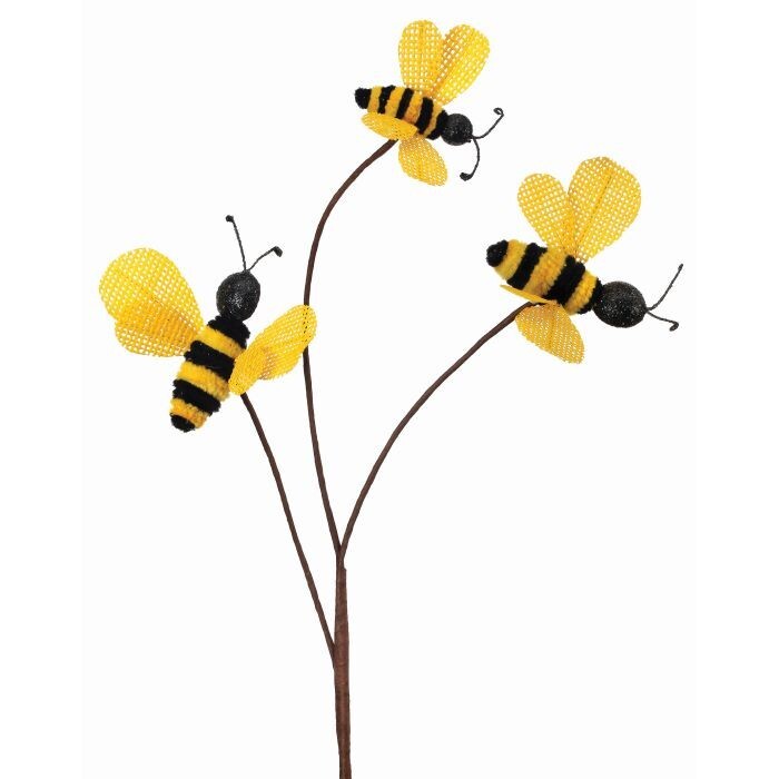 Chenille & Burlap Bee Spray X 3 26"