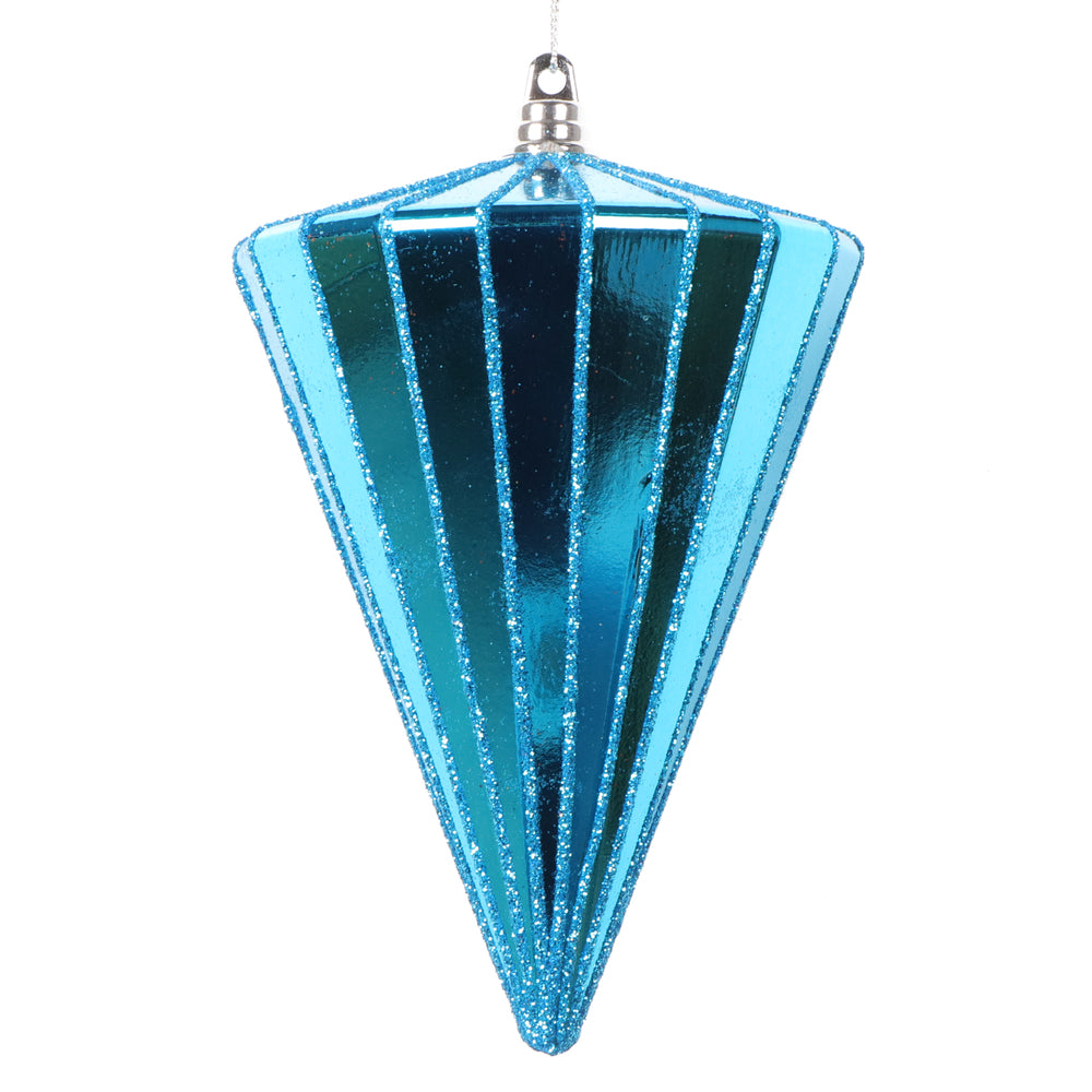6" Shiny Turquoise Cone Ornament