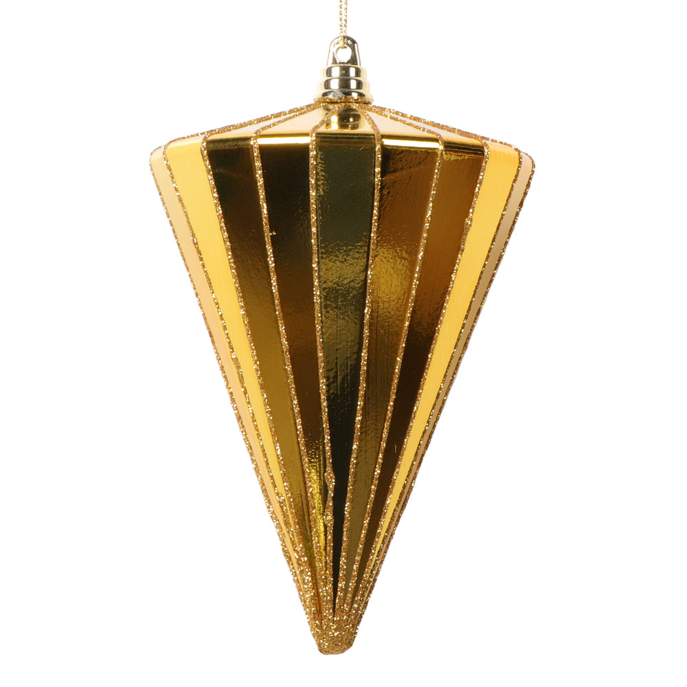 6" Shiny Antique Gold Cone Ornament