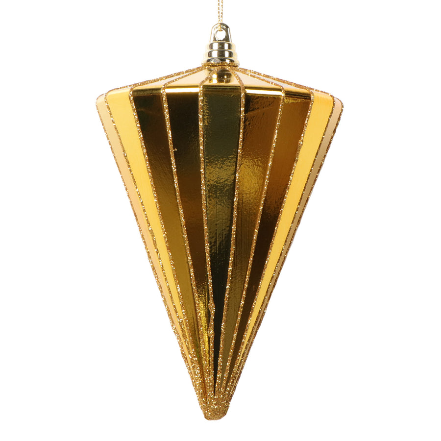 6" Shiny Antique Gold Cone Ornament