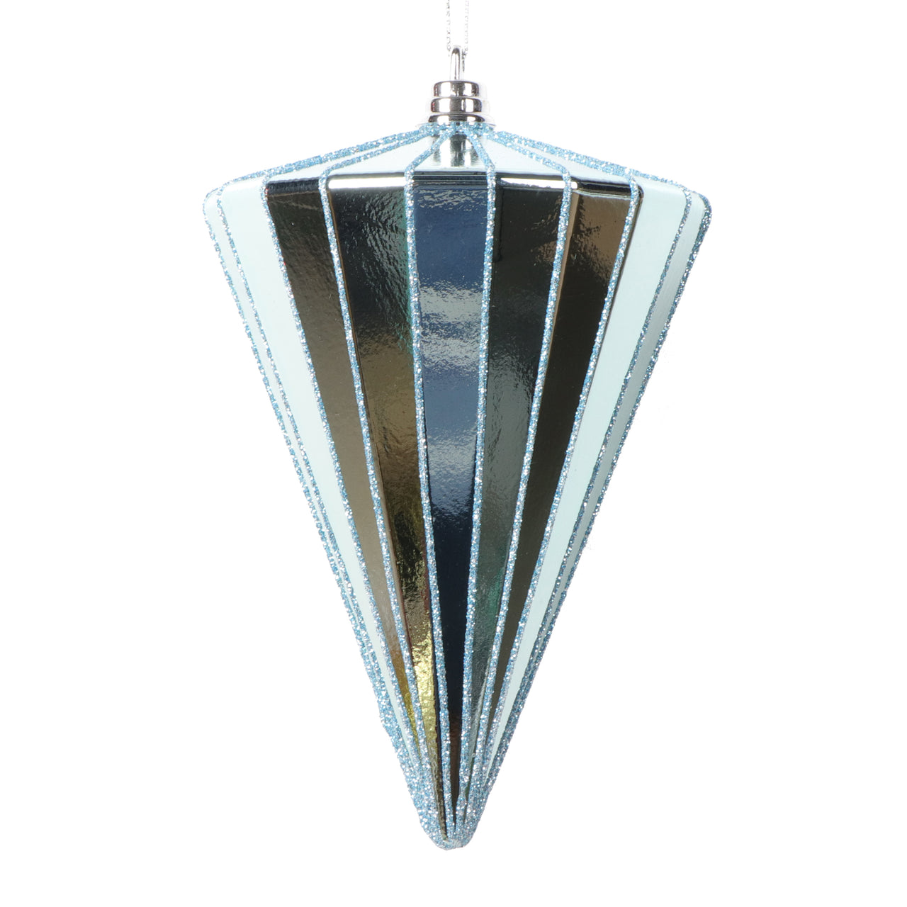 6" Shiny Baby Blue Cone Ornament