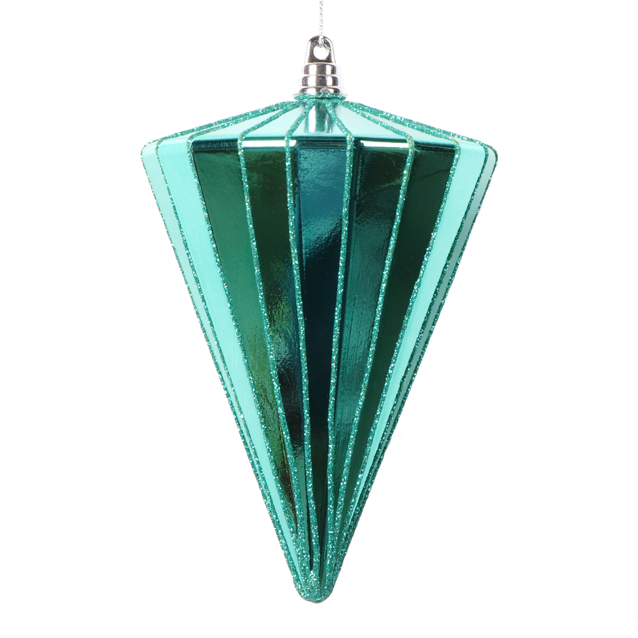 6" Shiny Teal Cone Ornament