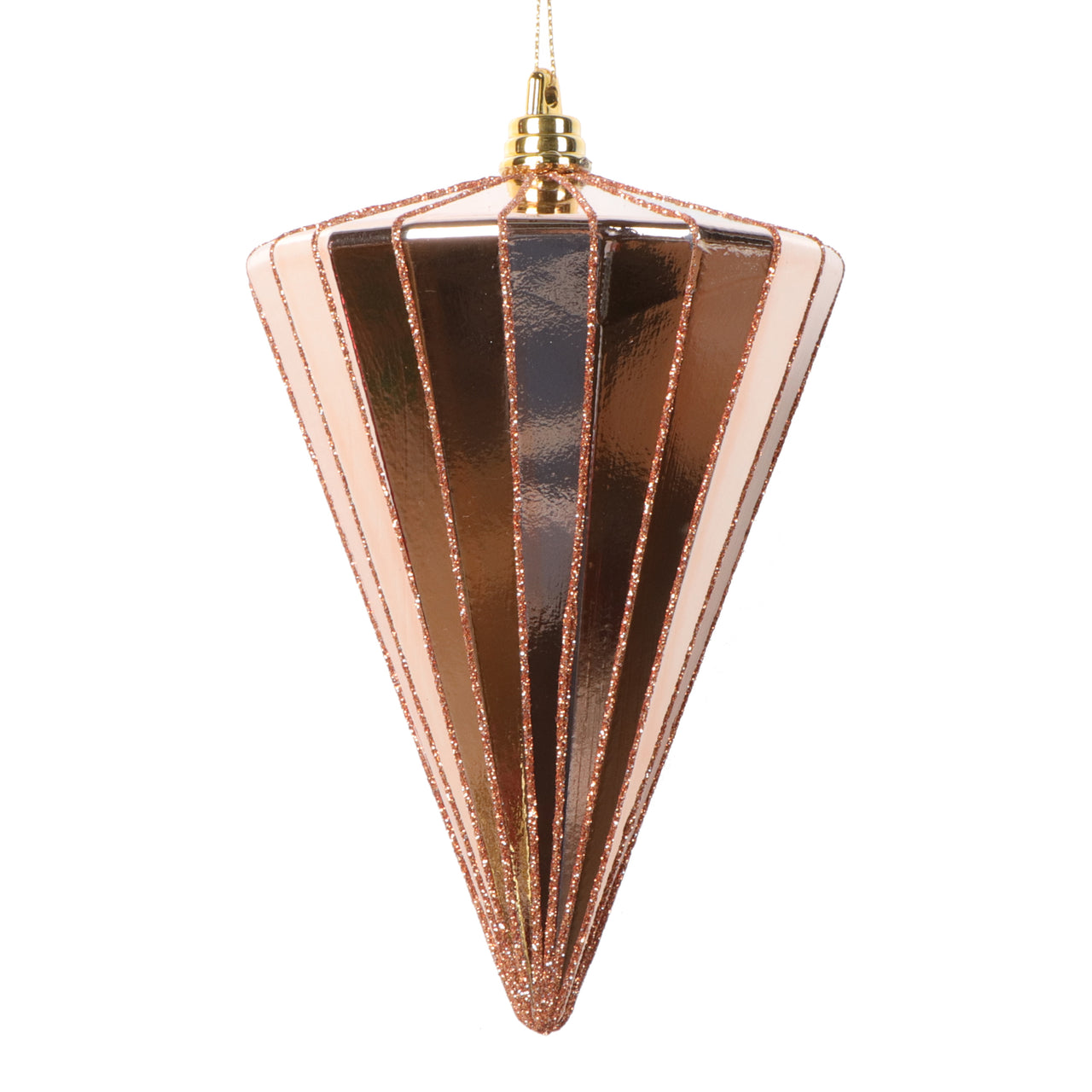6" Shiny Rose Gold Cone Ornament