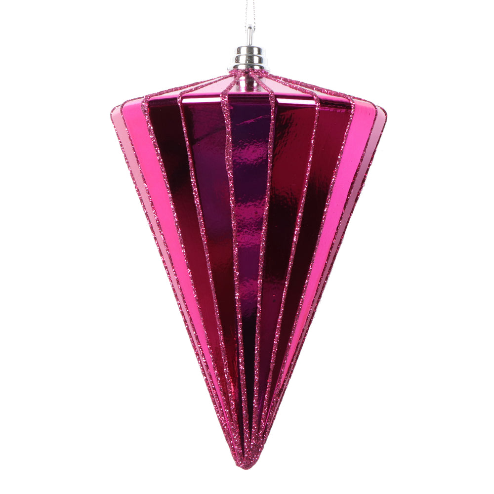 6" Shiny Fuchsia Cone Ornament