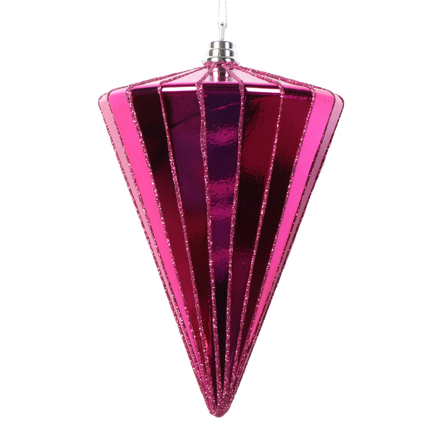 6" Shiny Fuchsia Cone Ornament