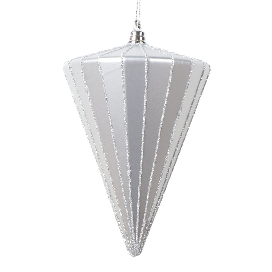 6" Matte Silver Cone Ornament