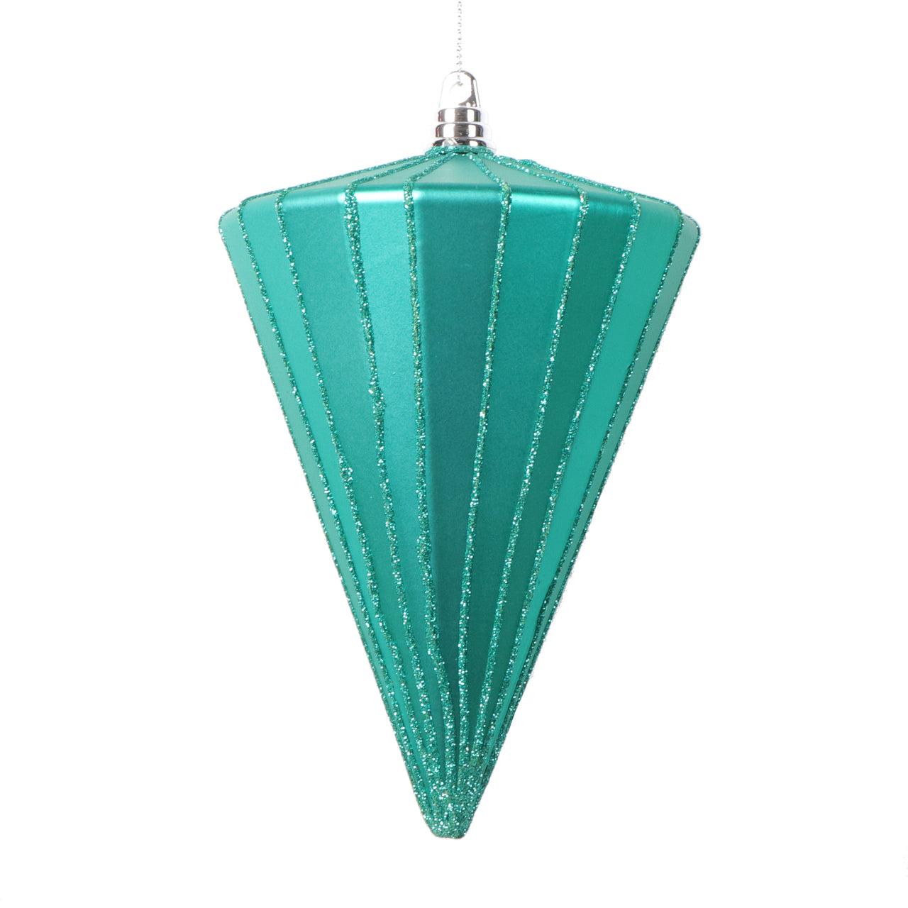 6" Matte Teal Cone Ornament