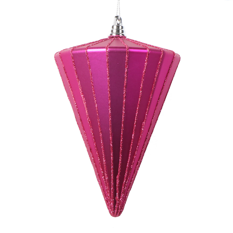 6" Matte Fuchsia Cone Ornament