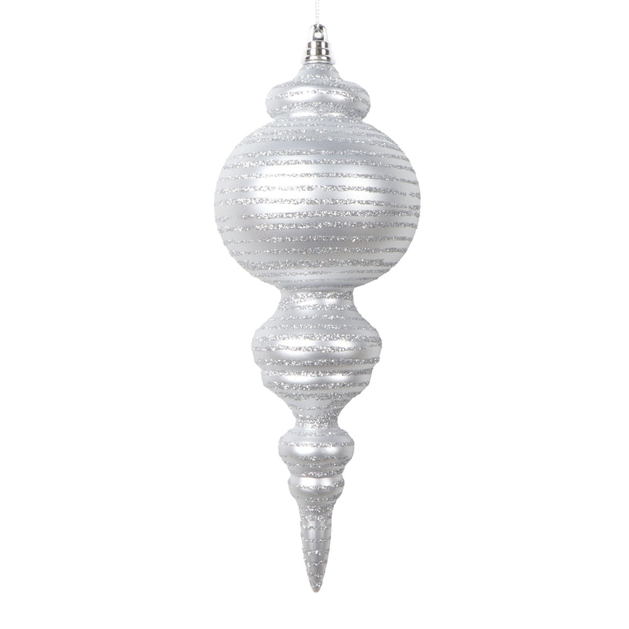 10" Matte Silver Finial Ornament
