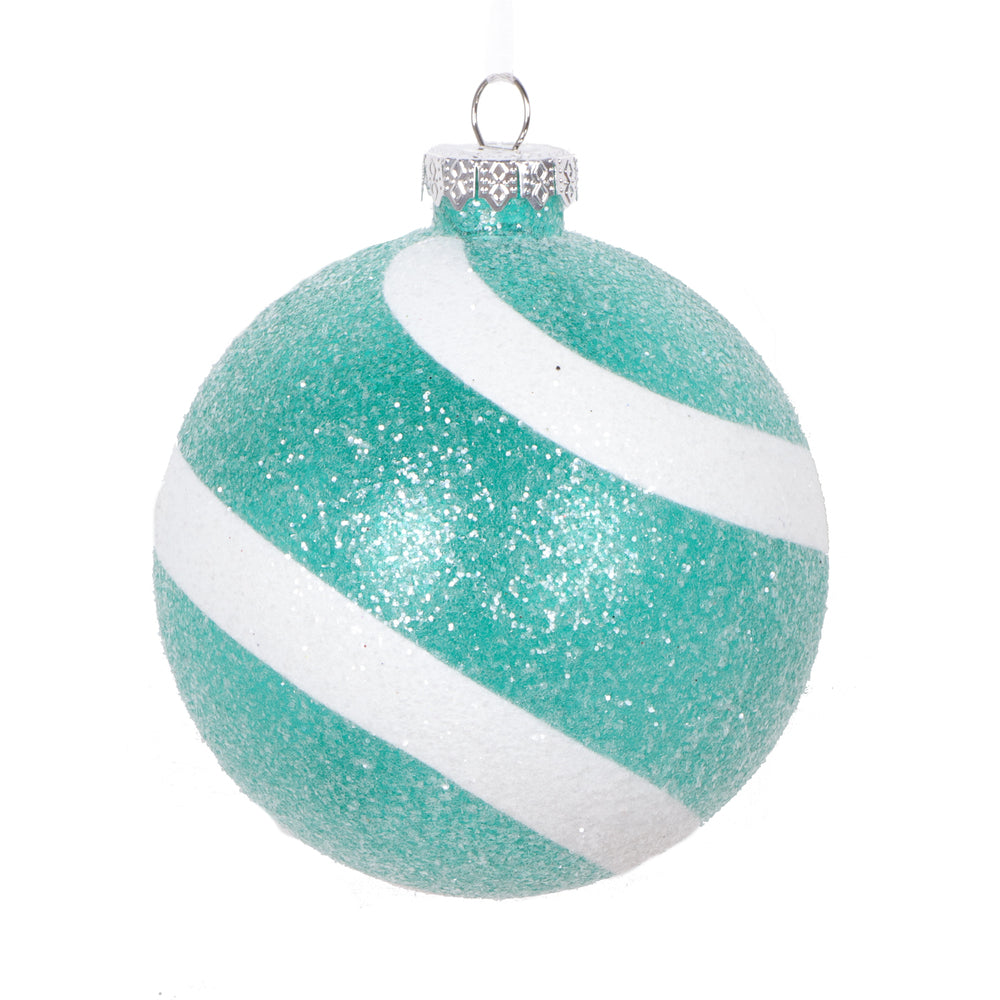 4" Teal/White Sugar Glitter Ball