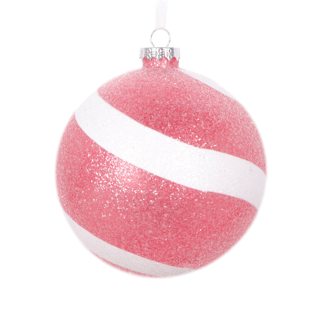 4.75" Red/White Sugar Glitter Ball
