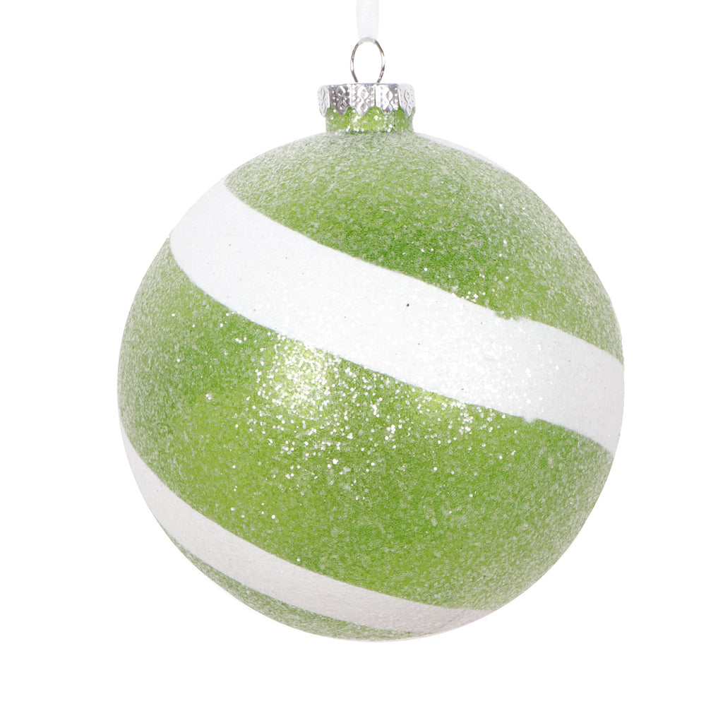 4.75" Lime/Wht Sugar Glitter Ball