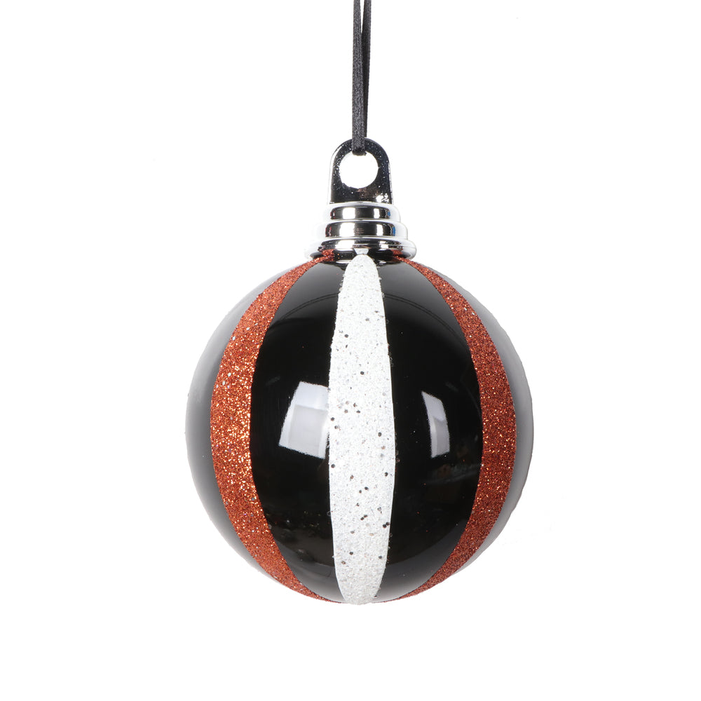 4" Black White Orange Round Orn