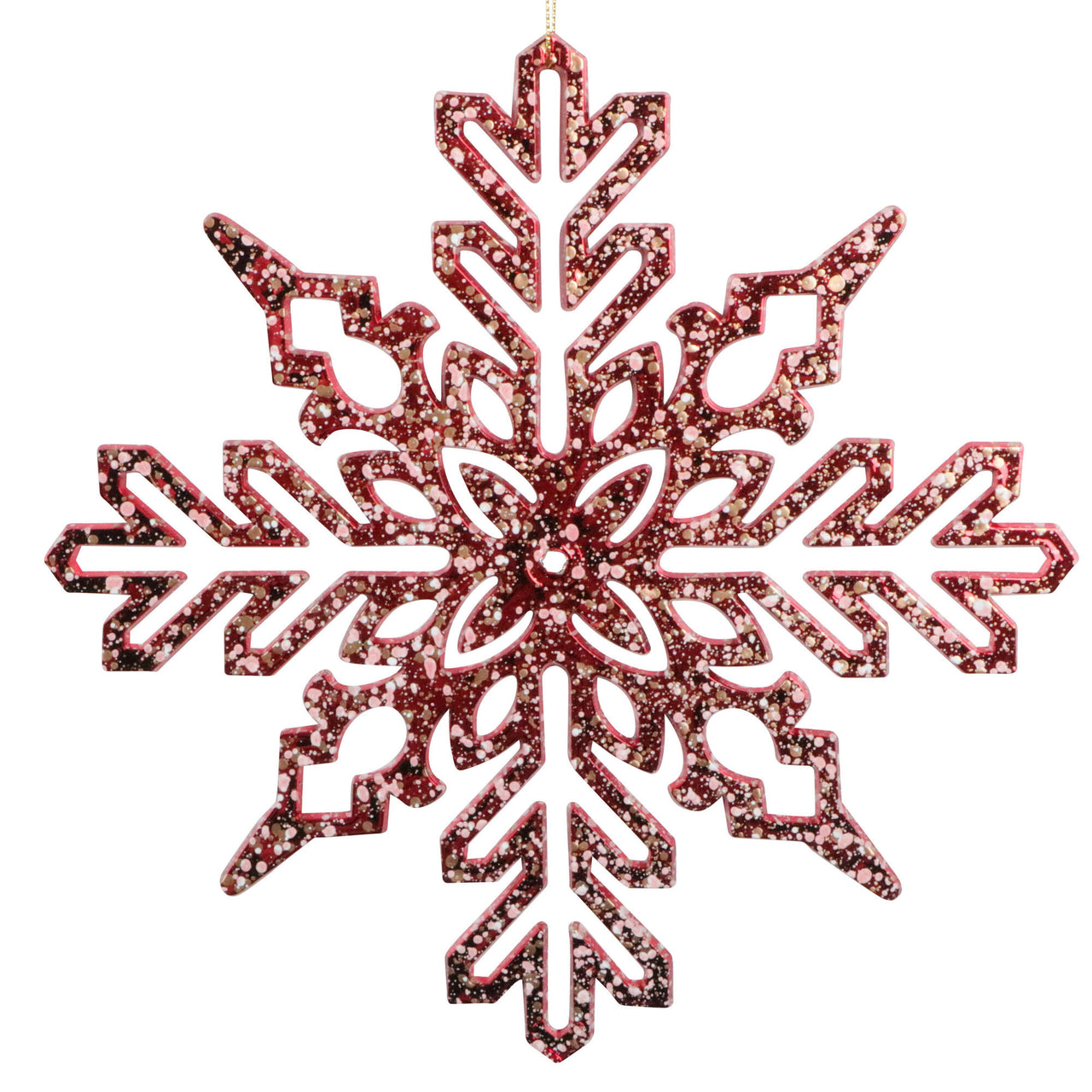 9" Red Shiny Snowflake Ornament
