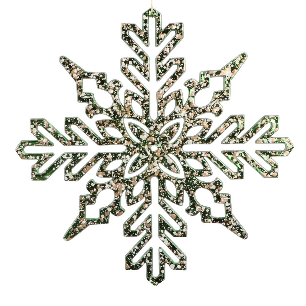 9" Dark Green Shiny Snowflake Orn