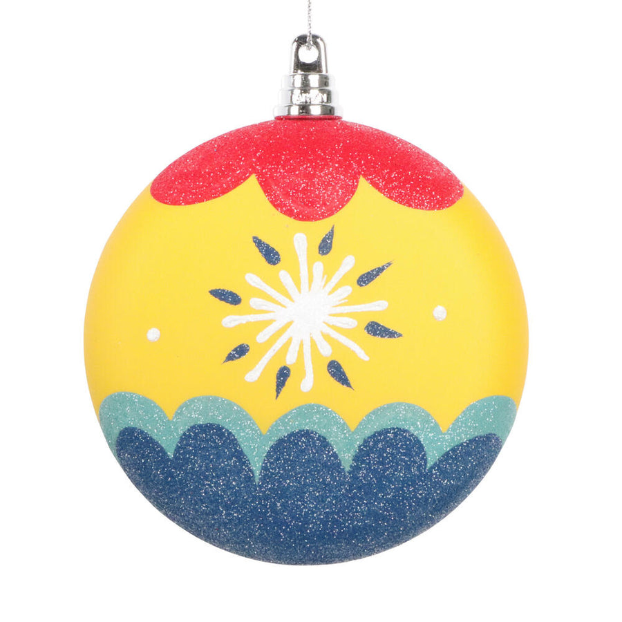 4" Yellow Hand-Painted Flat Rnd Orn