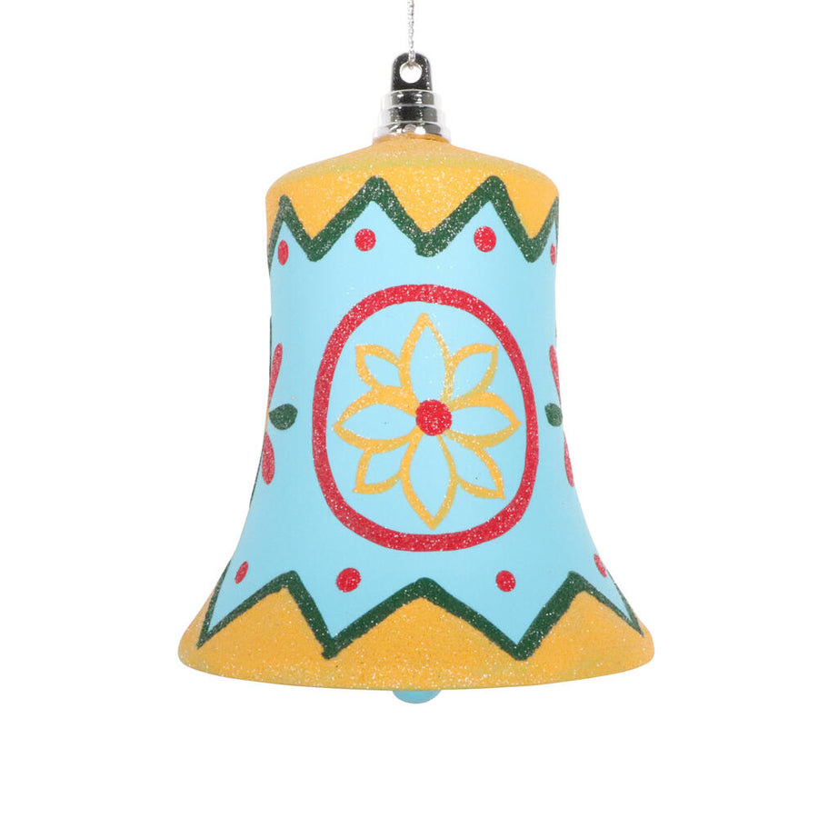 5.5" Lt Blue Hand-Painted Bell Orn