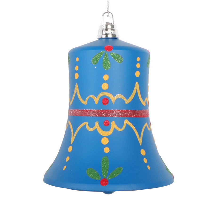 5.5" Blue Hand-Painted Bell Orn