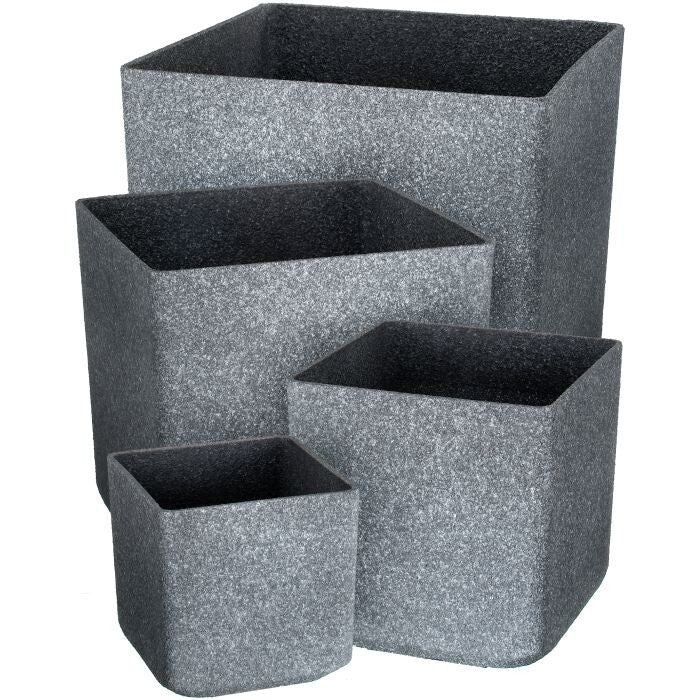 Fiber Resin Volcanic Sqr Planter 8-17"D St/4"