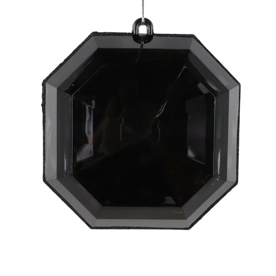 6" Black Square Jewel Glitter Orn