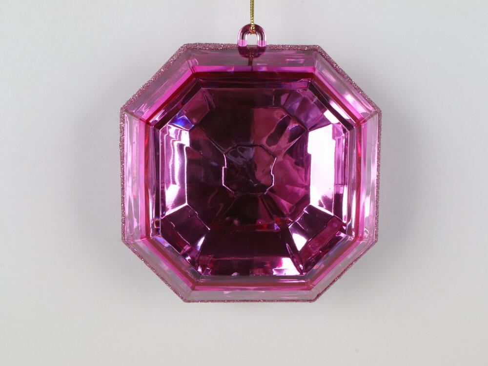 6" Mauve Square Jewel Glitter Orn