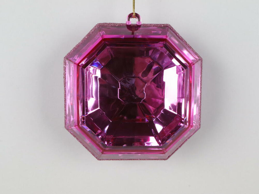 6" Mauve Square Jewel Glitter Orn