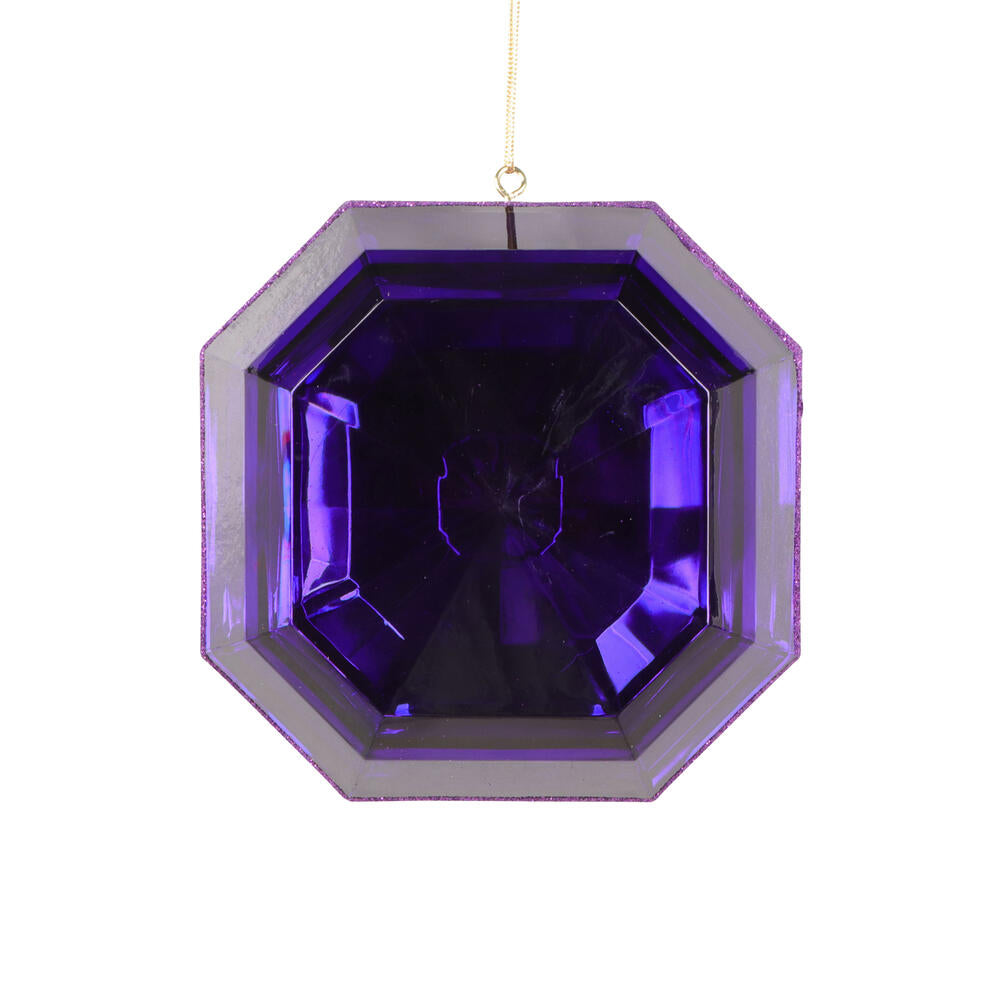 6" Purple Square Jewel Glitter Orn