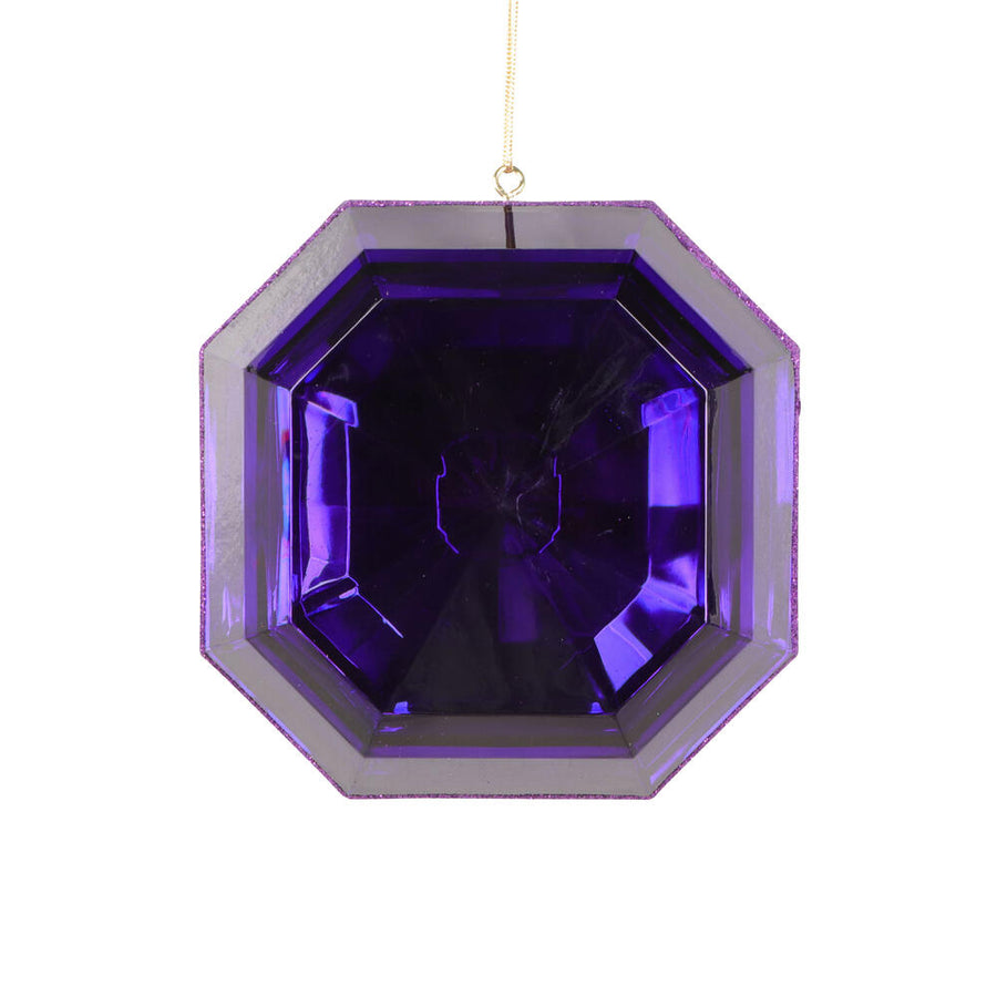 6" Purple Square Jewel Glitter Orn