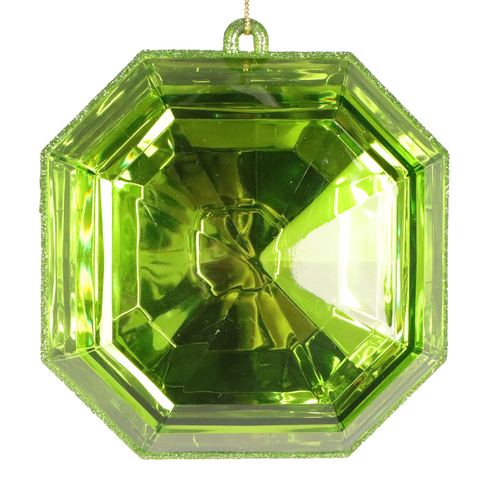 6" Lime Square Jewel Glit Orn