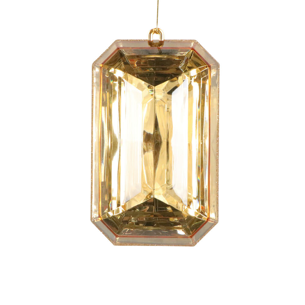 8" Gold Rectangle Jewel Glitter Orn