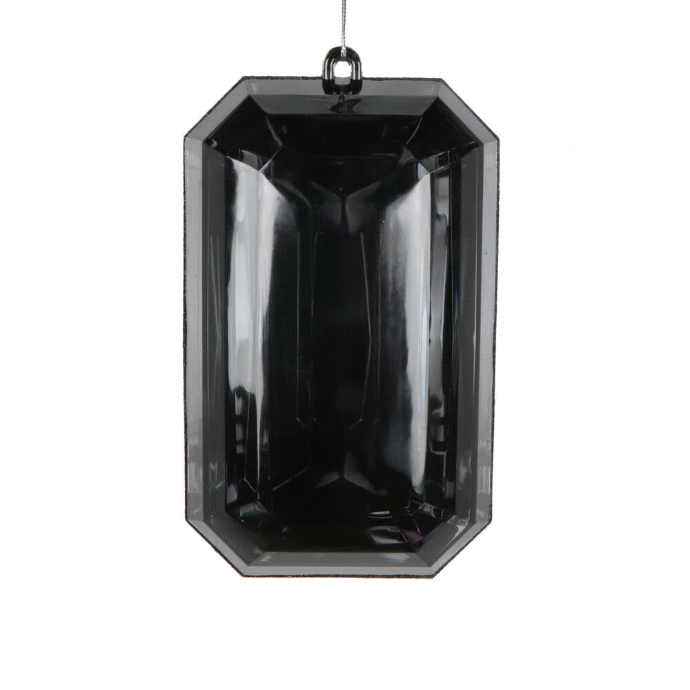 8" Black Rectangle Jewel Glitter Orn