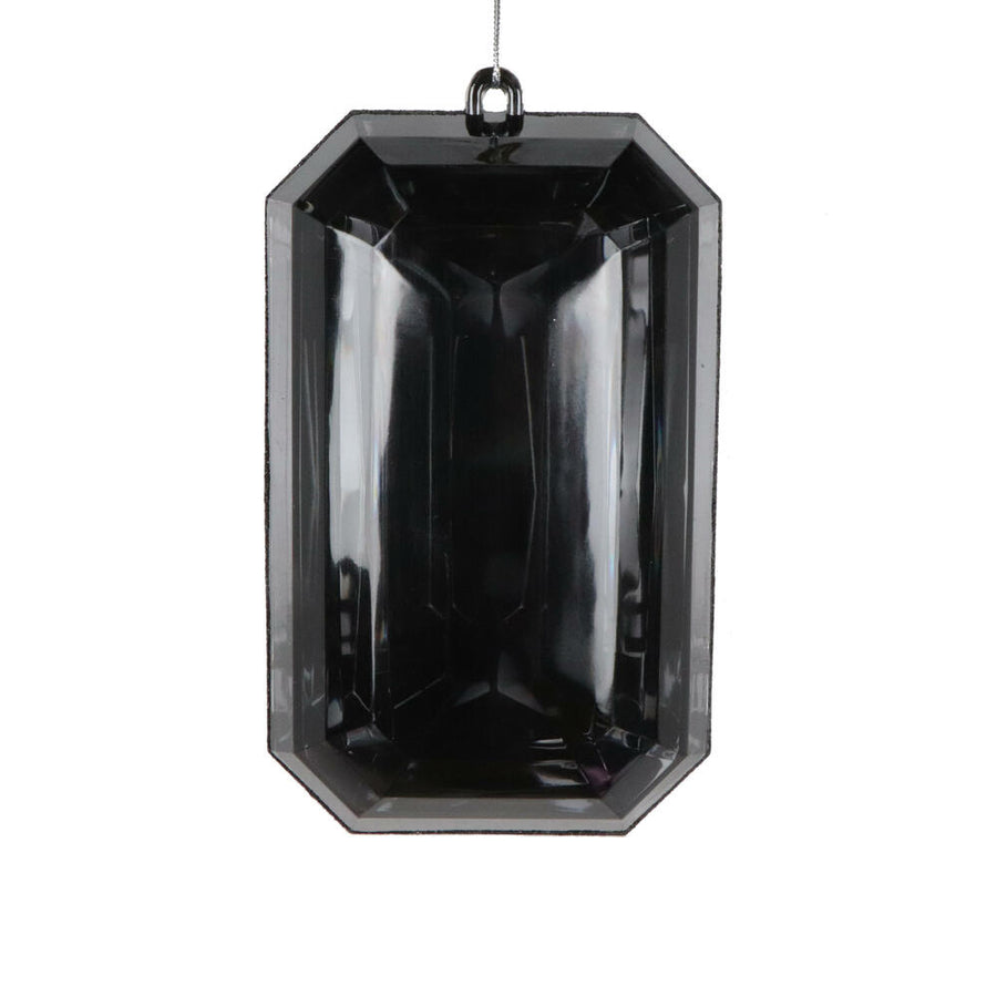 8" Black Rectangle Jewel Glitter Orn