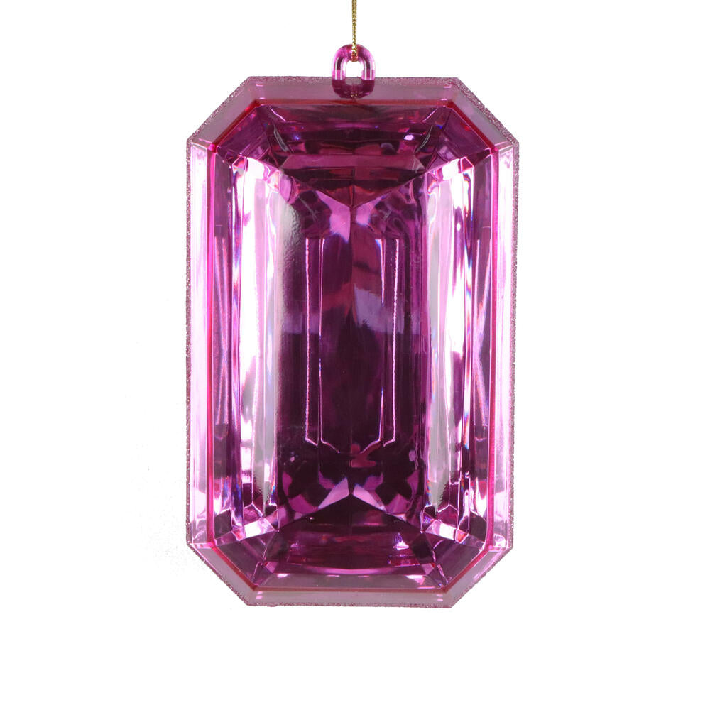 8" Mauve Rectangle Jewel Glitter Orn