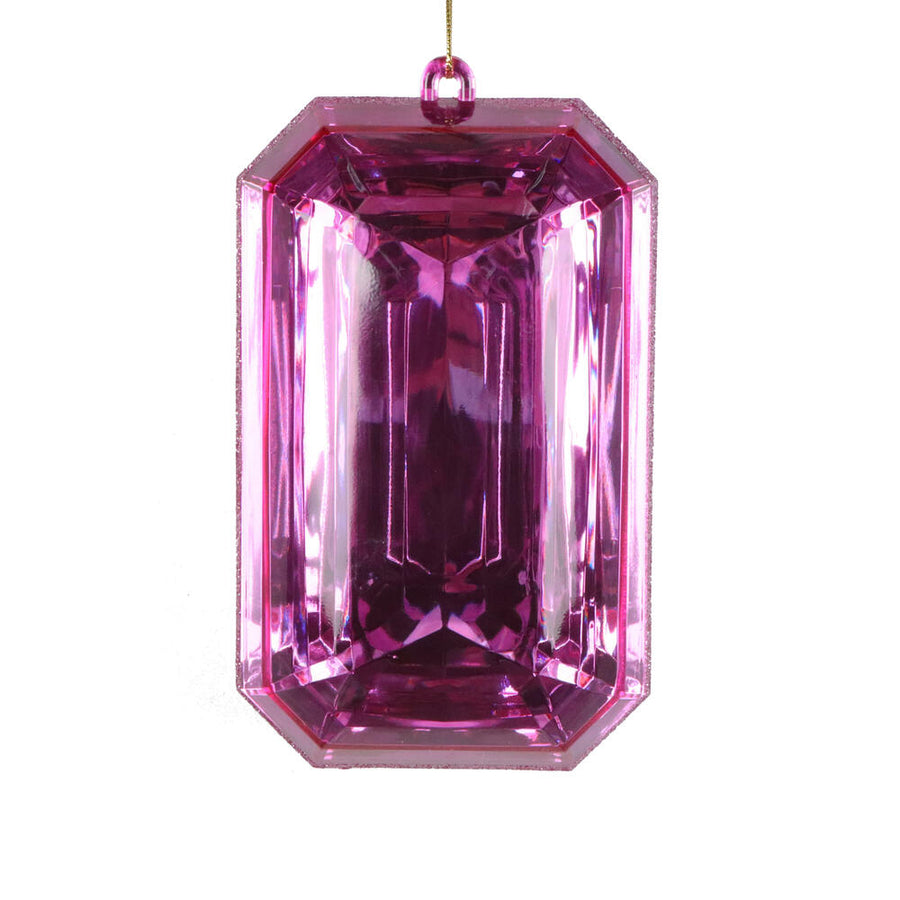 8" Mauve Rectangle Jewel Glitter Orn