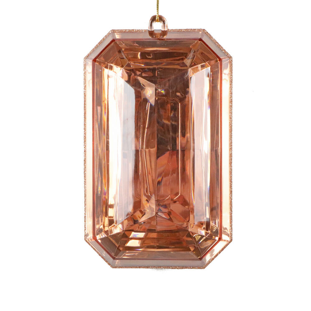 8" Rose Gold Rect Jewel Glitter Orn